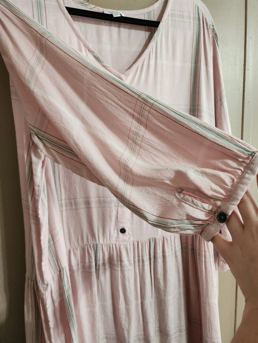 Boho Babydoll Tunic Top‎ | Plaid Button Front Blouse | True Craft | 0X - Picture 2 of 7